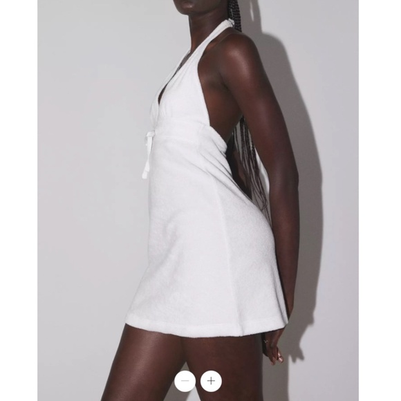 Urban Outfitters NWT Out From Under Airy Terry Halter Dress Cover Up - White - L - Picture 2 of 13